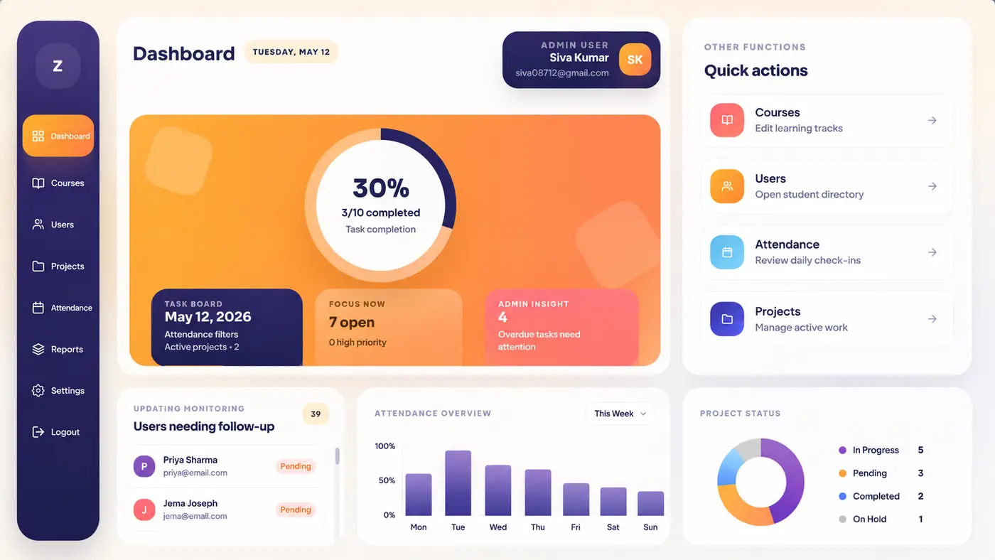 WorkSphere Admin Dashboard website design gallery image 1