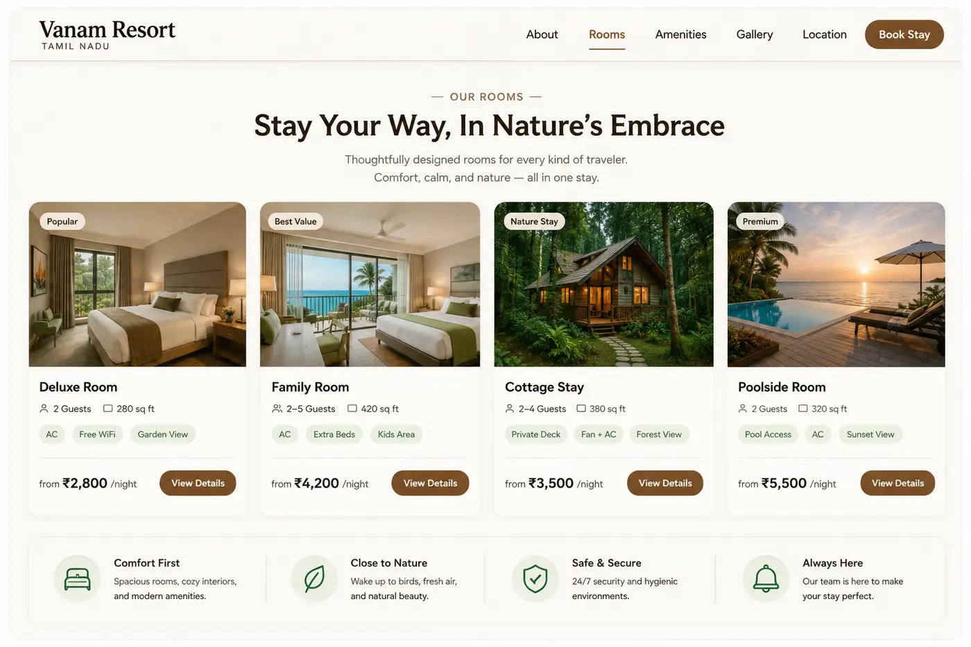 Resort Booking Website website design gallery image 1