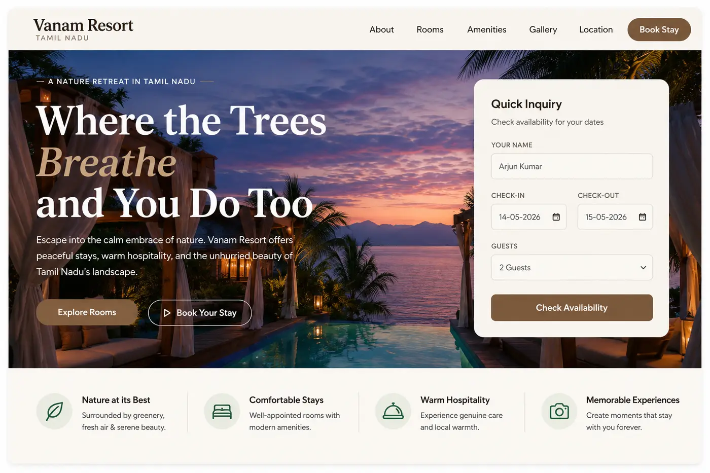 Resort Booking Website website design gallery image 2
